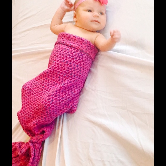 Baby Mermaid Tail Blanket Pink