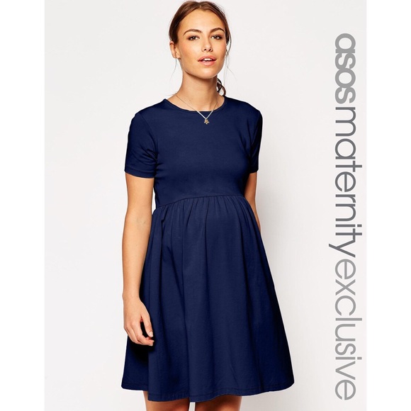 Maternity - ASOS Jersey Skater Dress in Navy