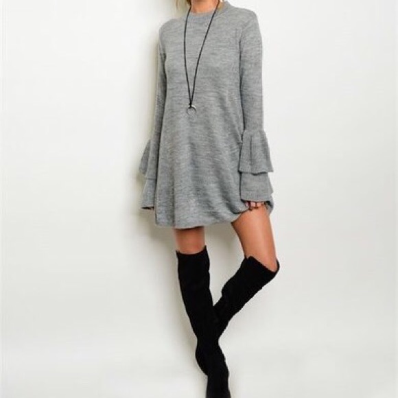 ▪️CLEARANCE *LAST1* Bell Sleeve Sweater Dress - Picture 3 of 3