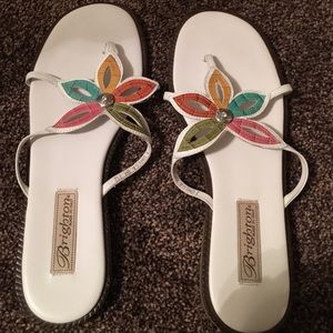 White leather sandals