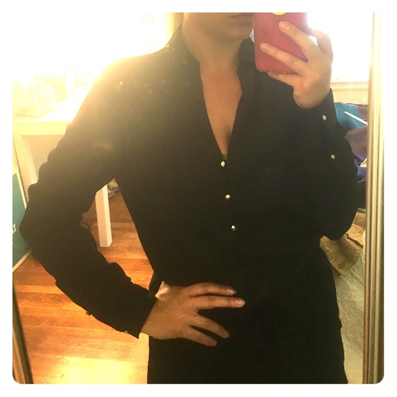 Black Chiffon Studded Blouse