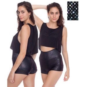 American Apparel Black Liquid Shimmer Hot Shorts