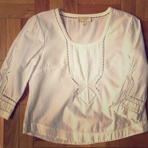 Cotton popover blouse with pintuck details
