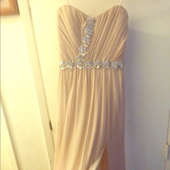 SUPER CUTE TAN PROM DRESS - Picture 1 of 3