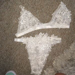 Lace hollow lingerie set