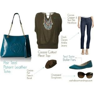 Anne Klein Teal Patent Leather Tote, NWOT