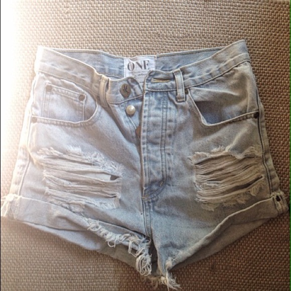 One Teaspoon Outlaws High Rise Denim Shorts