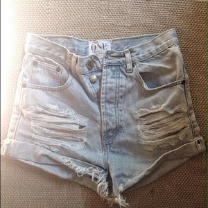 One Teaspoon Outlaws High Rise Denim Shorts