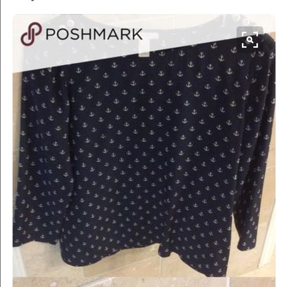 J crew navy and cream silk top with anchors