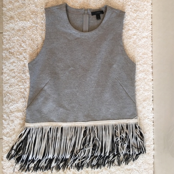 JCREW gray fringe top