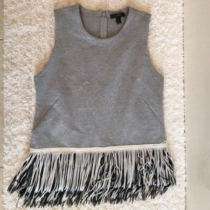 JCREW gray fringe top