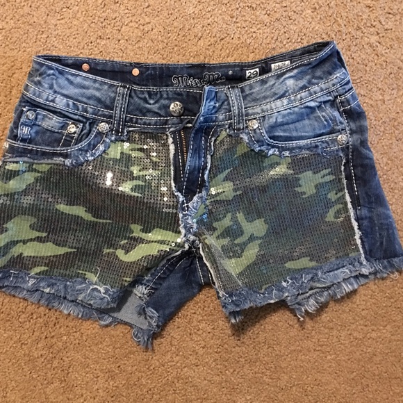 Camo miss me shorts.