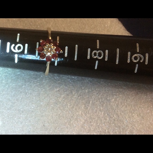 ON SALE 14K WHITE GOLD DIAMOND & RUBY RING VINTAGE - Picture 3 of 4