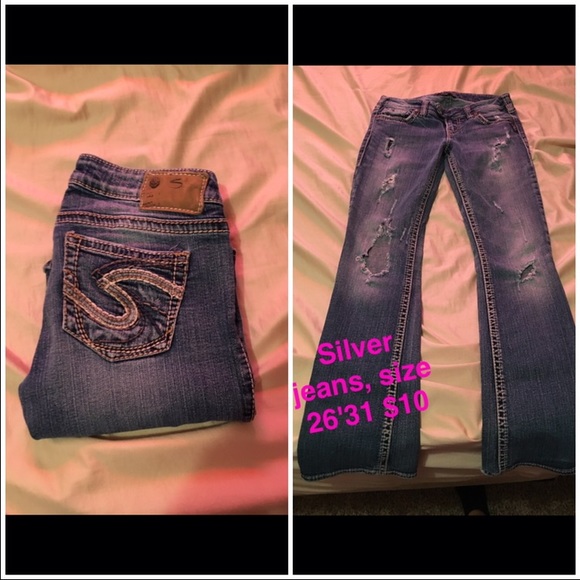 Distressed silver jeans 💙