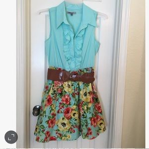 Teal and Floral Bailey Blue Dress