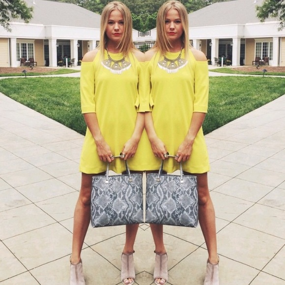 Cold shoulder vibrant yellow dress