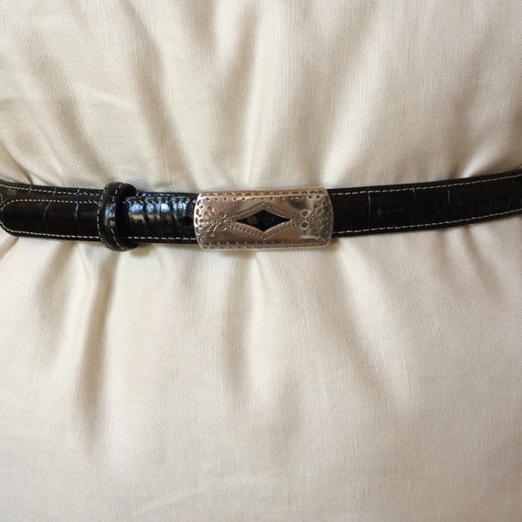 SOLD!  Brighton Black Leather Belt - medium - Picture 2 of 4