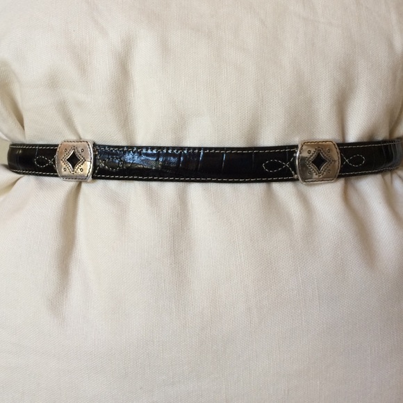 SOLD!  Brighton Black Leather Belt - medium - Picture 3 of 4