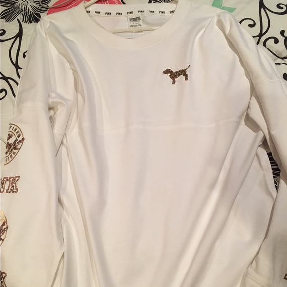 PINK VS bling varsity crew