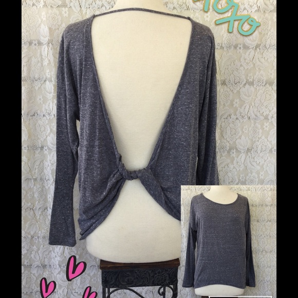 Tops - Gray Open Back Tee SZ SM NWOT