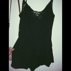 Black romper lace detail