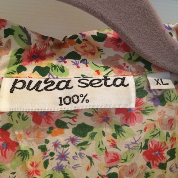 100% Pure Silk Floral Multicolor Button Floral Top - Picture 2 of 4