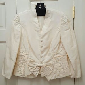Silk cream Teri Jon short jacket with Bow