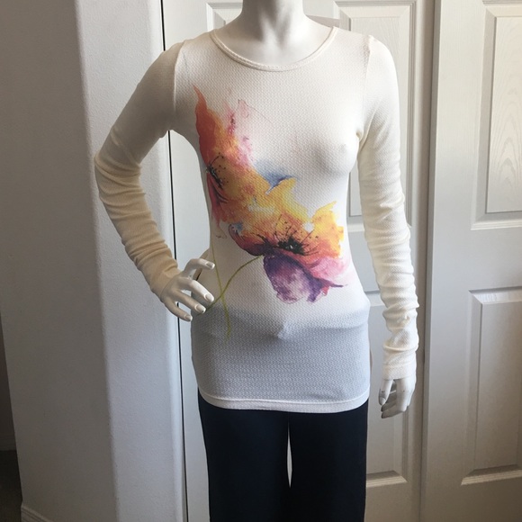 Eco-centric LS Ballet Neck Top-Bright Poppies - Picture 4 of 4