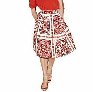 Eva Mendes Maddie Print Skirt in Aztec Orange