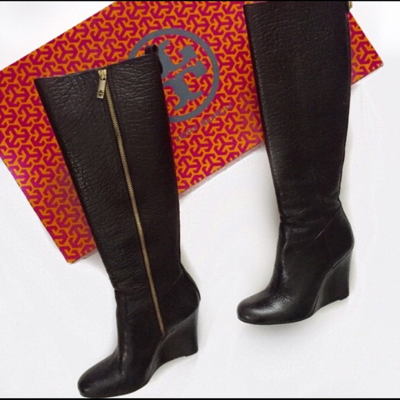 tory burch black tall boots