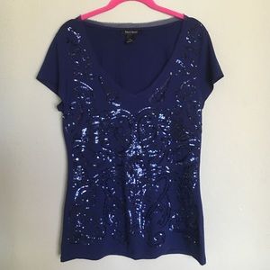 NWOT navy blue sequined top