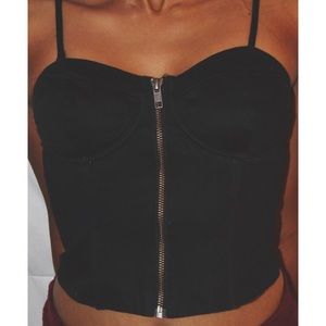 Black zipped front top