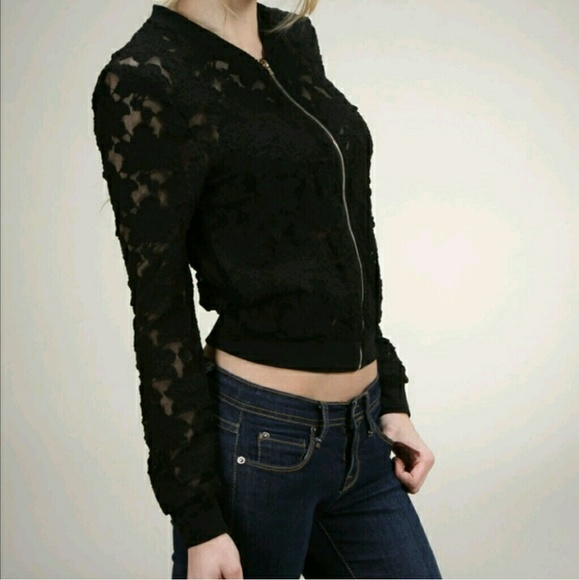 CLEARANCE SALE!! LACE BOMBER JACKET - Picture 2 of 4