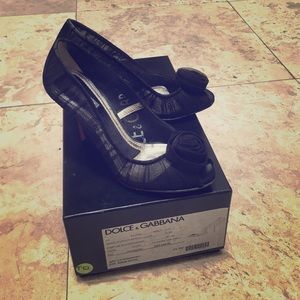 Dolce & Gabbana Black Spuntata Tulle Heels