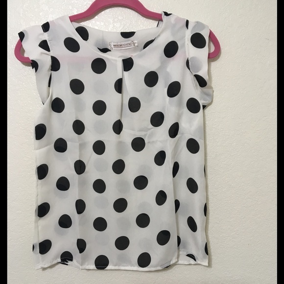White Chiffon Polka Dot Printed Top - Picture 3 of 4