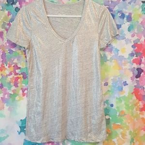 J. Crew metallic silver t-shirt