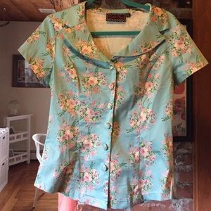 Light Blue/Teal Voodoo Vixen L button down shirt.
