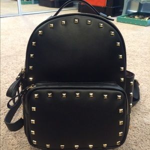 Black leather studded mini back pack