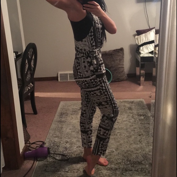 Black and White Printed Overalls