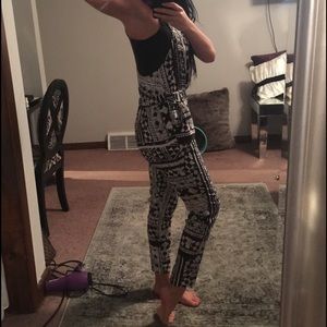 Black and White Printed Overalls