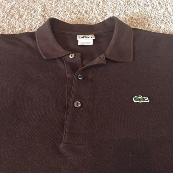 SOLD✔️MENS BROWN LACOSTE POLO SZ L S