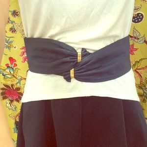 Darling Navy Blue Suede/Leather Belt w Gold Accent