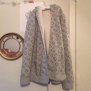Cat print zip up hoodie