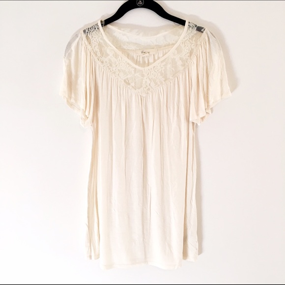 Lace Trimmed Short Sleeve Shirt