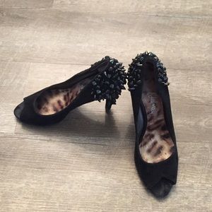 Sam Eldman black suede Peep toe