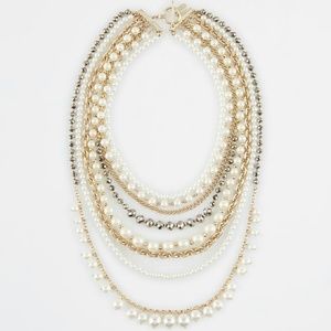 Ann Taylor pearlized crystal statement necklace