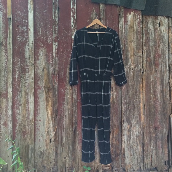 Free People Plaid Jumpsuit