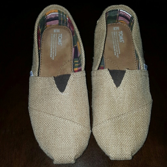 Natural Burlap Toms NWOT