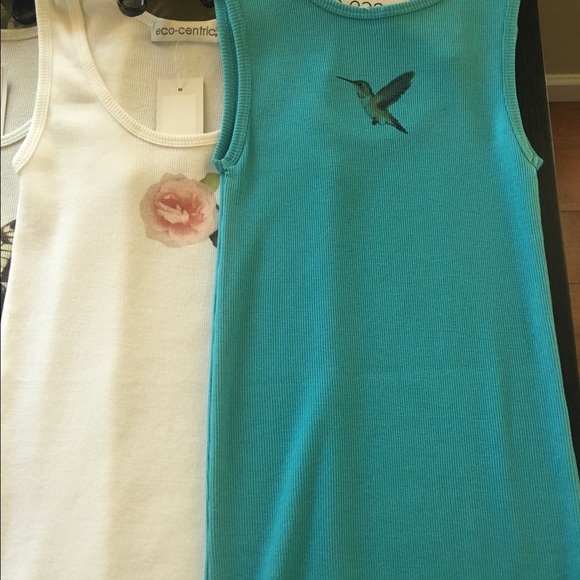 Eco-centric Ribbed Tanks with print. - Picture 3 of 4