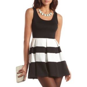 Banded Stripped Skater Dress